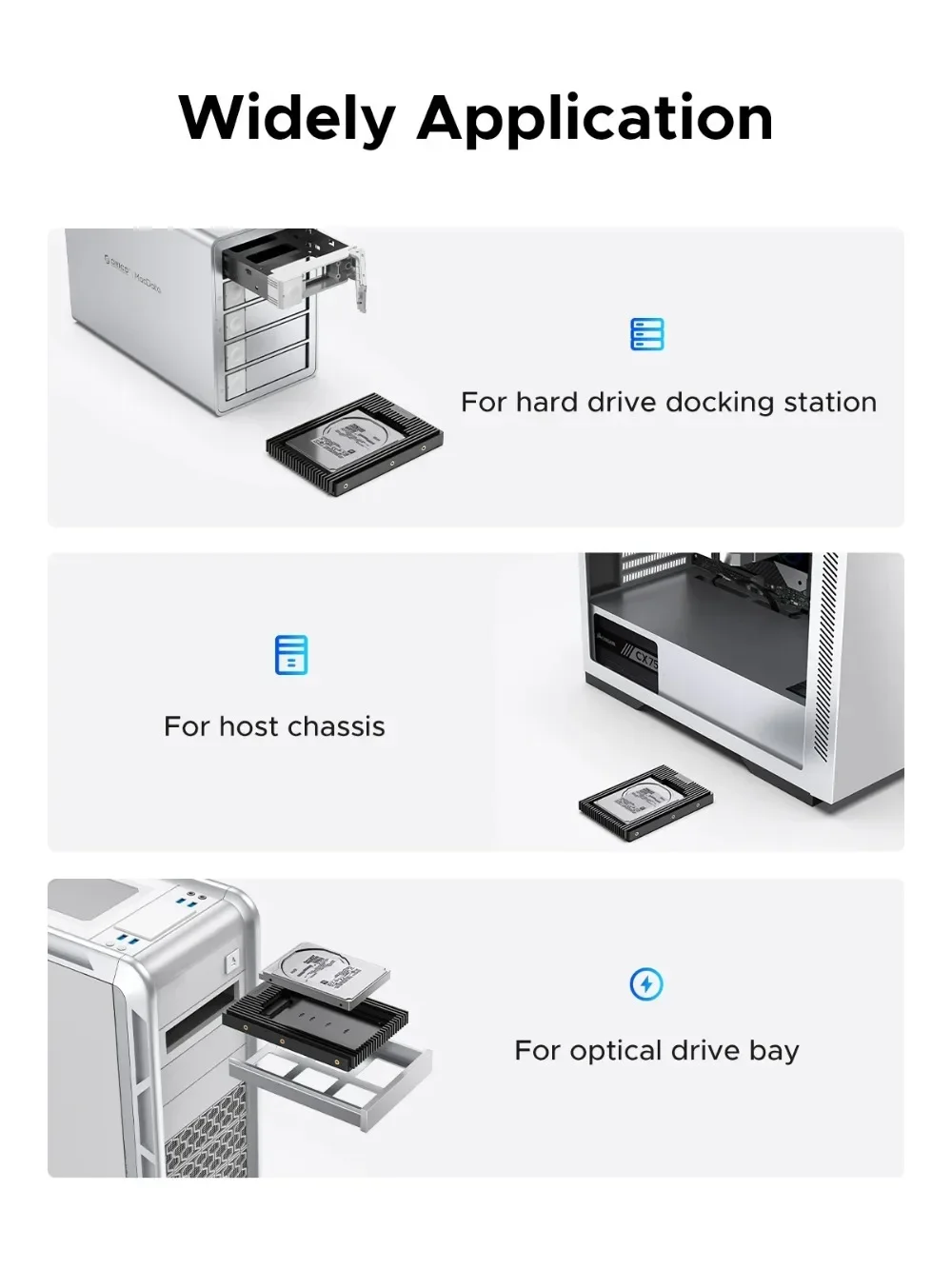 ORICO 2.5 ถึง 3.5 นิ้วแคดดี้ฮาร์ดไดรฟ์สีดํา SATA NGFF mSATA อินเทอร์เฟซ Fast Transfer Speed 3.0 อะแดปเตอร์ฮาร์ดไดรฟ์มาตรฐาน