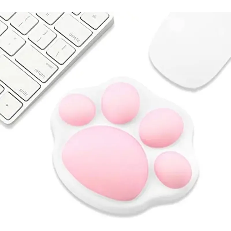 Niedliches Mauspad mit Katzenpfoten-Design, ergonomische Handauflage, Cartoon-Design, weiches Silikon, rutschfest, für Büro, Handkissen, Computer-Tastatur, Schreibtischunterlage.