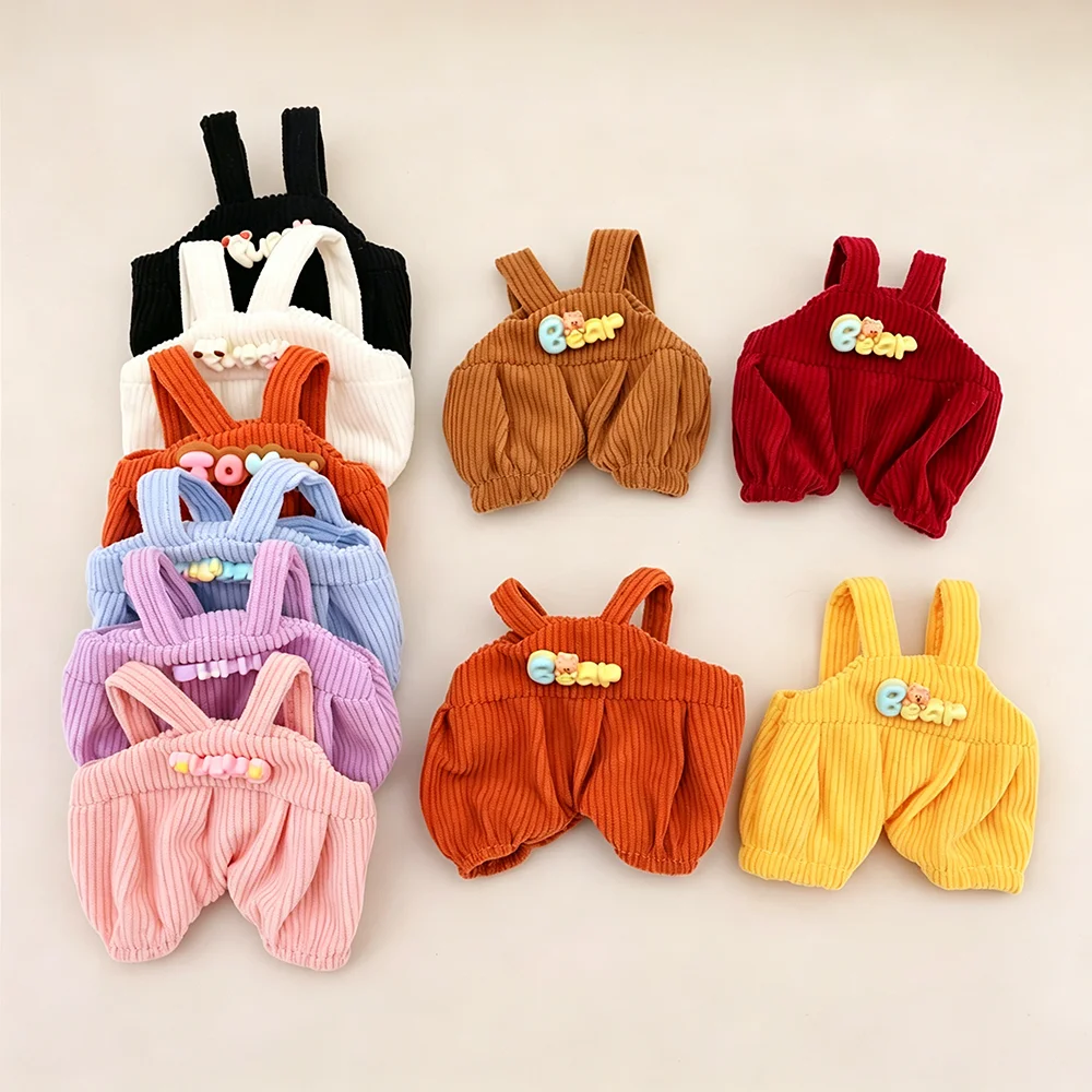 Corduroy Doll Suspender Overalls Shorts Bear Wood Button Strap Pants Solid Color Doll Bottoms Toy Pendant Dress Up Accessories