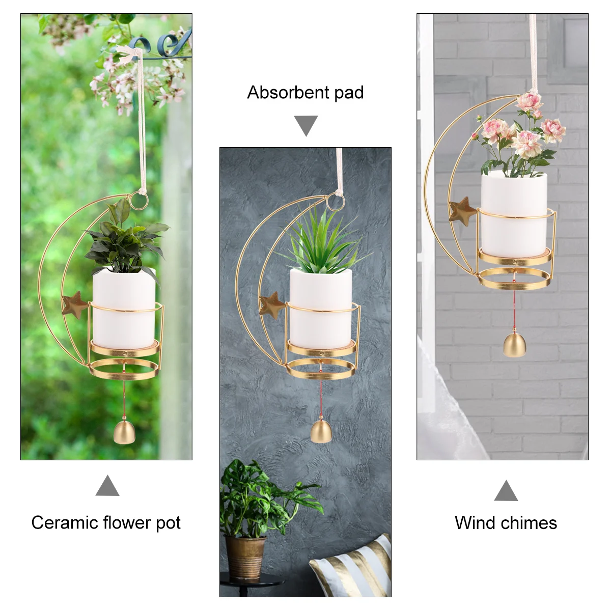 

Succulents Pot Planters Hanger Flower Hanging Basket Flowerpot Pots for Indoor Plants