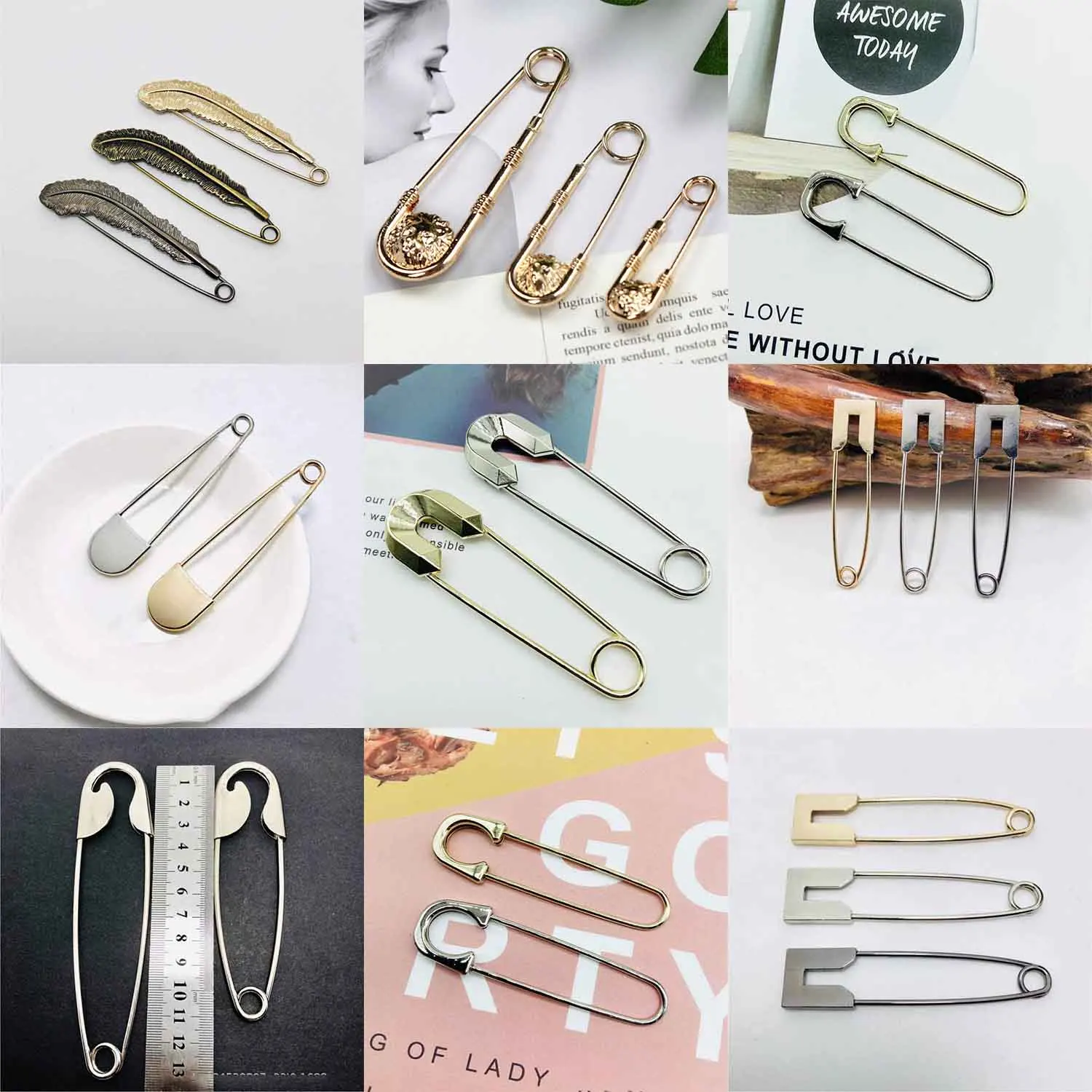 New Retro Style Brooch Pin Fashion DIY Safety Pins Women Waist Closing Artifact Men Suit Jacket Decoration Simple Anime Jewelry-