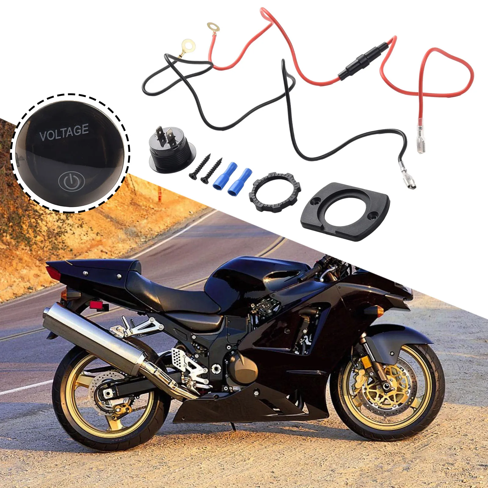 ON OFF Switch Motorcycle Touchscreen Real Voltage Display LED Digital Display SUV Wiring Harness Manual Measurement Deviation