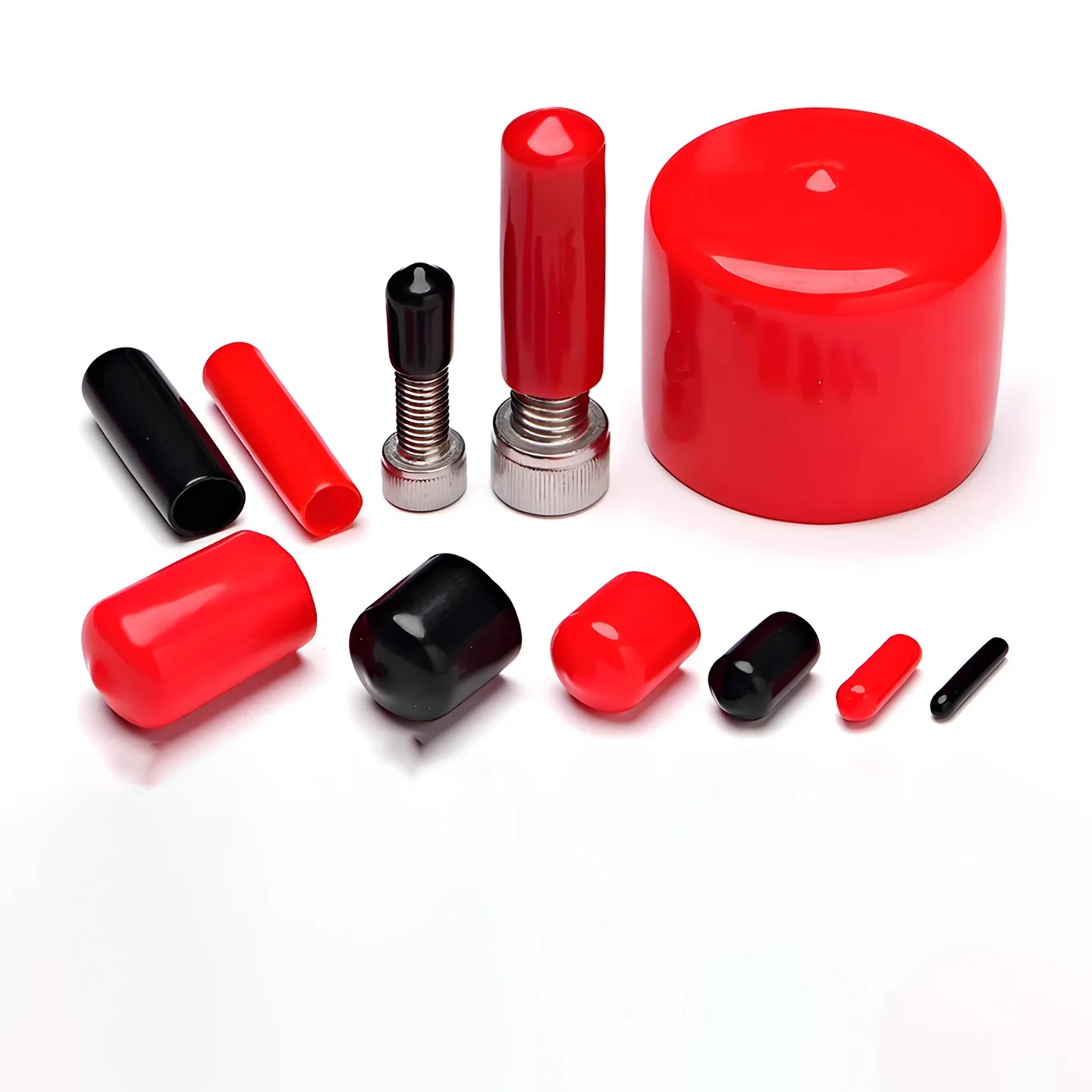 Black/Red Soft Rubber Cap Sleeve 1.5-60mm  PVC Thread Protection Sleeve Rubber End Caps Sealing Plug Protective Equipment