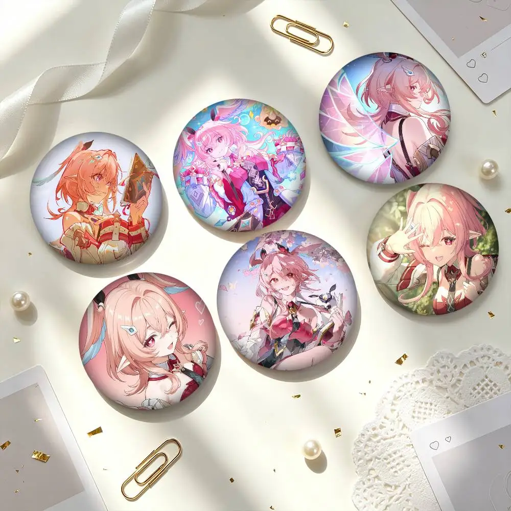 L-Linnea G-Genshin Impact Game 25 32 44 58 75mm Badges Personalized Round Brooches Pins Accessory Gift