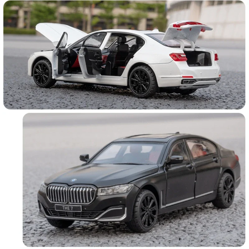 THE 7 760LI 1:24 محاكاة عالية دييكاست سبيكة معدنية نموذج سيارة ضوء الصوت التراجع مجموعة لعبة الهدايا