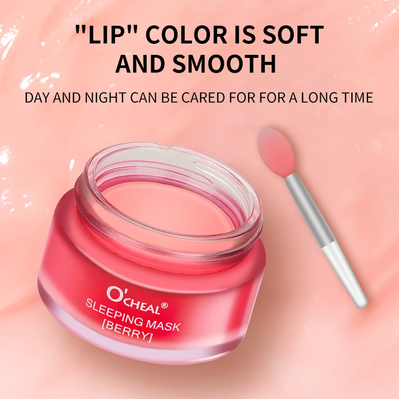 1PC Korea 20g Lip Mask Night Sleep Hydrated Maintenance Lip Balm Pink Whitening Cream Nourish With 20Pcs Brush and Box