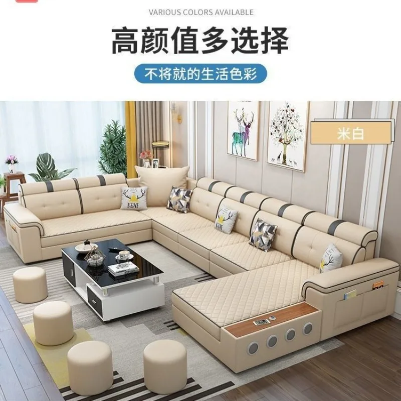 Modern simple technology cloth sofa living room complete combination size U-shaped concubine multi-functional fabric sofa