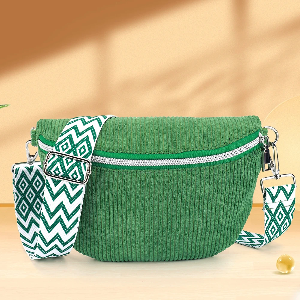 กระเป๋าสะพายสำหรับผู้ชายผู้หญิงพร้อมสายรัดกว้างปรับได้กระเป๋าสะพายข้างผ้าลูกฟูกกระเป๋าถือแฟนนี่แพ็คสำหรับออกกำลังกายท่องเที่ยว