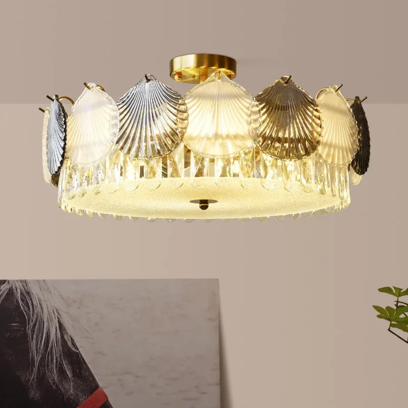 Shell Crystal Frans Modern Design Creatieve Led Plafond Kroonluchter Voor Woonkamer Slaapkamer Restaurant Lamp Ijzer