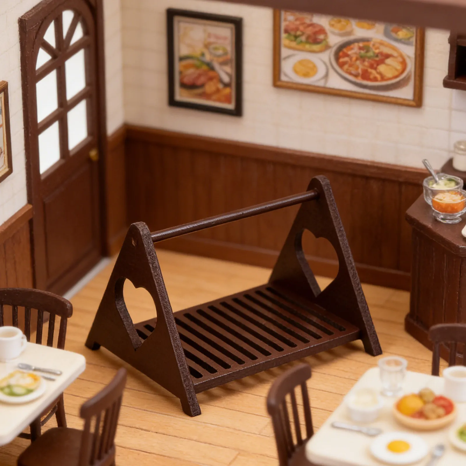 

2Pcs Mini Bread Rack Imitation Wood Dollhouse Kitchen Furniture Mini Snack Display Cabinet Decorative Storage Shelf for Pretend