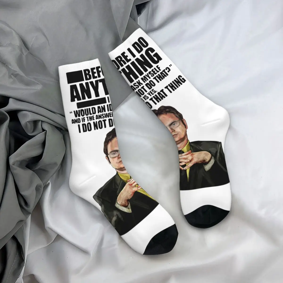 The Office Dwight K. Schrute Socks Men Women Funny Dunder Mifflin Socks Harajuku Spring Autumn Winter Middle Tube Socks Gift