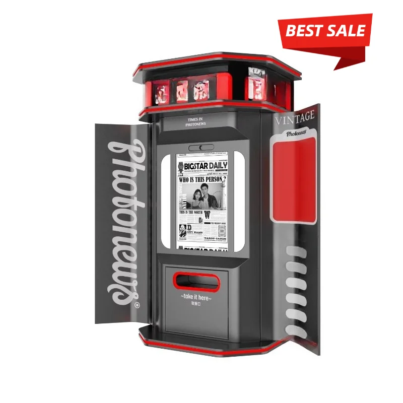 Vintage Photo Booth and Newspaper Generator a Selfie Booth Suitable for Shopping Malls, Scenic Spots Customized