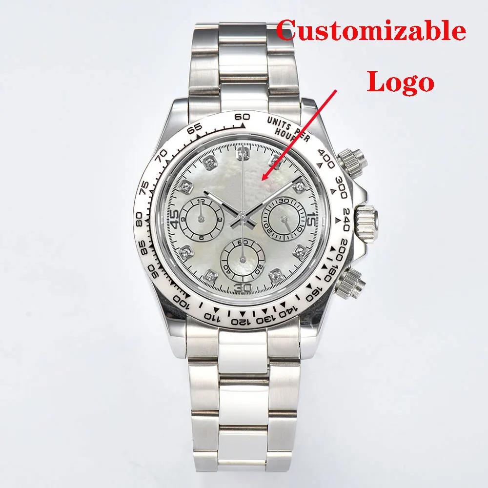 39mm men's custom watch VK63 movement quartz chronograph sapphire glass luxury business VK63 men's watch water resistant 10Bar