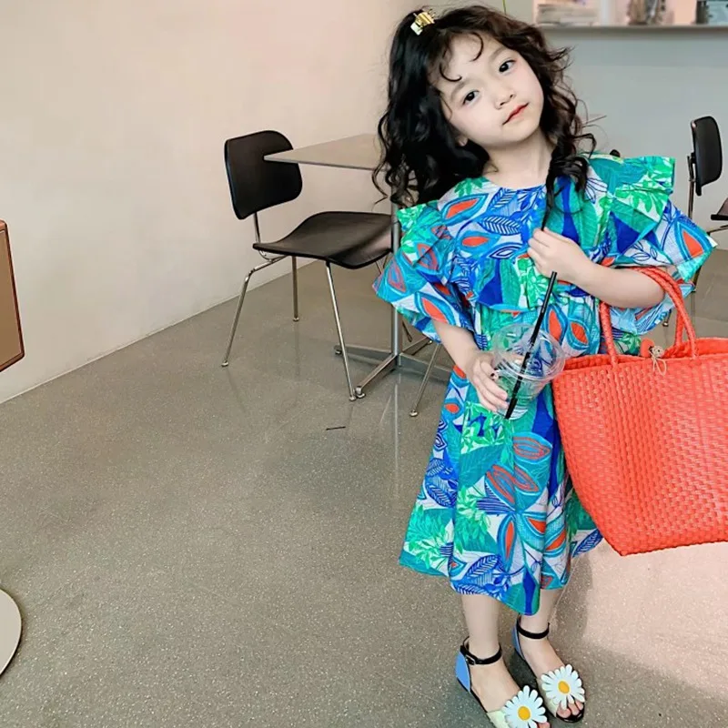 Baby Girls Summer Dress Children Kids Fashion Korean Style Loose Posh Outdoor Leisure Princess Floral Dress