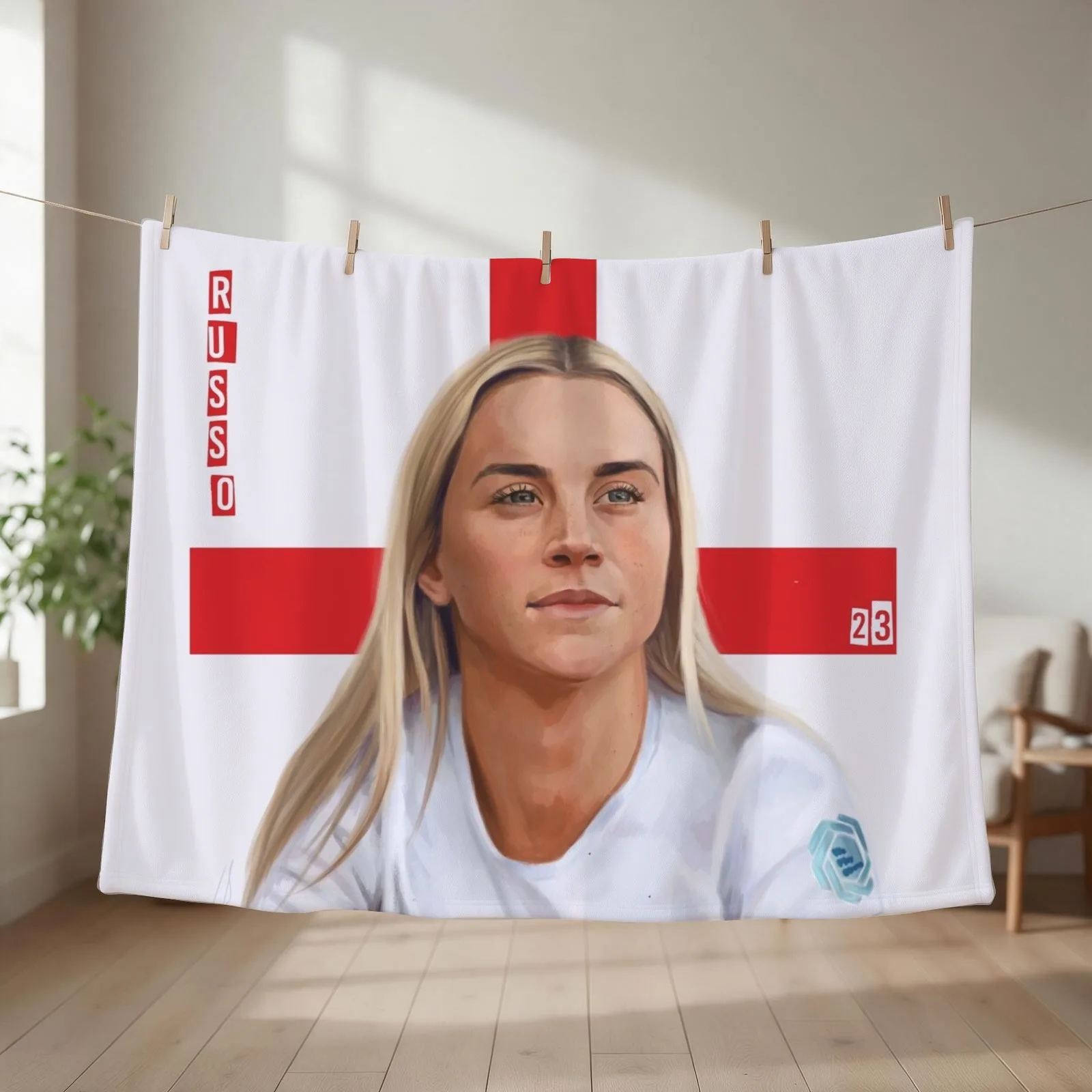 Alessia Russo (England Background) Throw Blanket couch cozy soft plush fuzzy picnic outdoor blanket