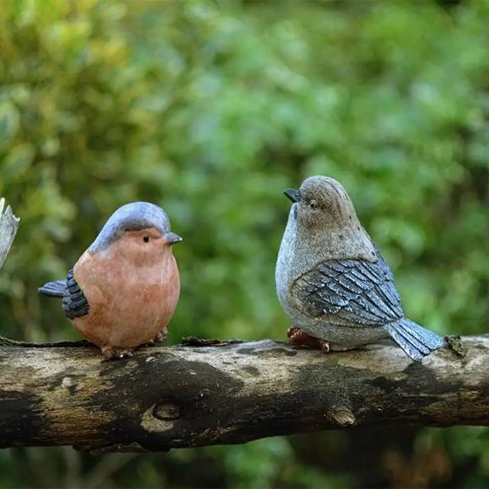 

6pcs Garden Decor Resin Birds Statue Creative Waterproof Animal Sculpture Simulated Funny Miniatures Figurine Balcony