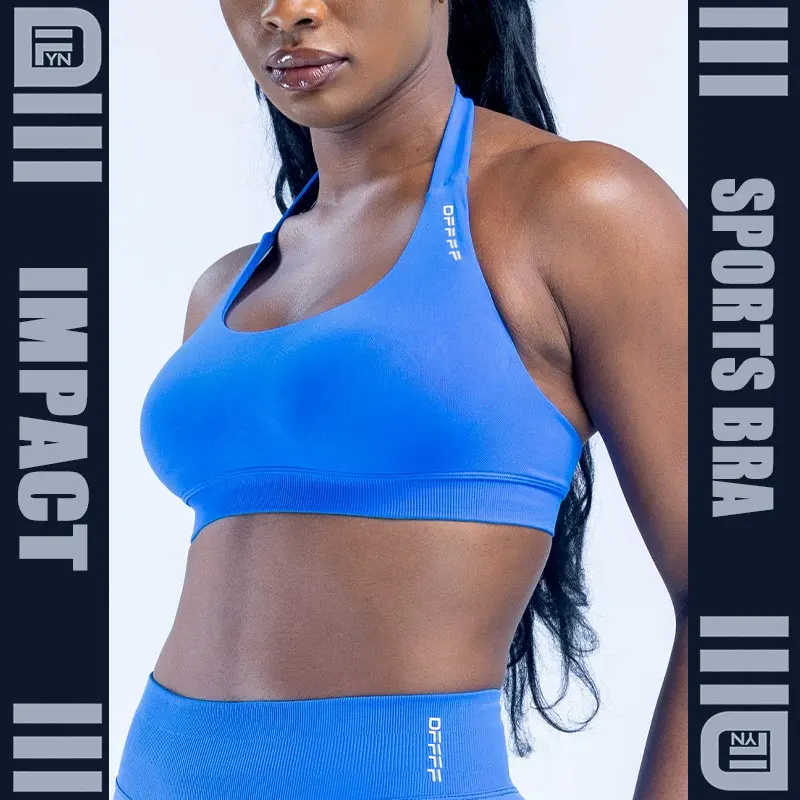 DFFFF Impact Sports Bra Women Seamless Halter Neck Strap Padded Open Back Yoga Bra Underwear Gym gym running exercise Tops Bra