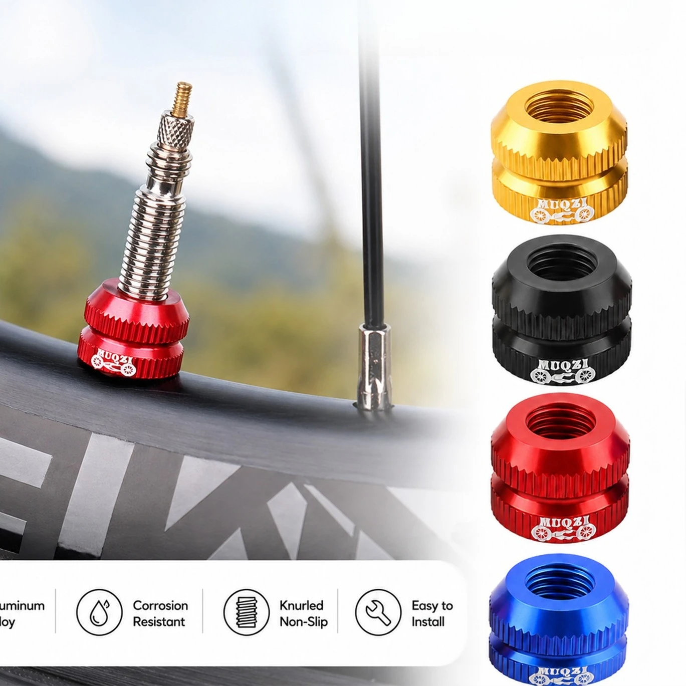 Bicycle Presta Valve Nut Aluminum Alloy Tire Valve Cap Lock Nuts for Road MTB Gravel Bikes Accessories Cycling Repair Parts