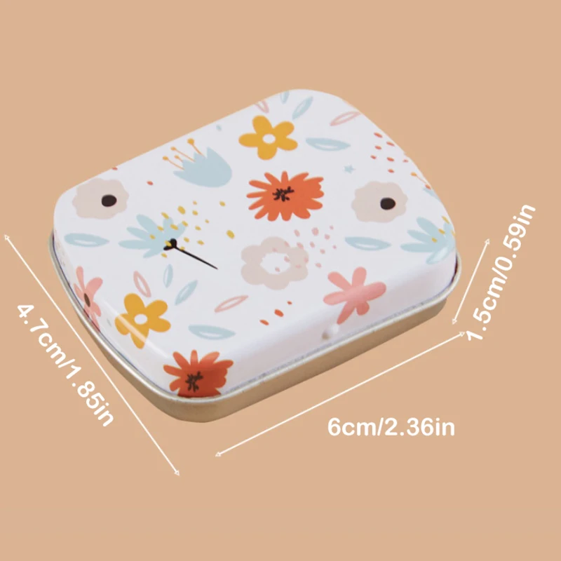 Floral Pattern Mini Storage Box for Candy and Pill Cute Square Tin Small Box with Cover Lid High Quality Jewelry Tinplate Can