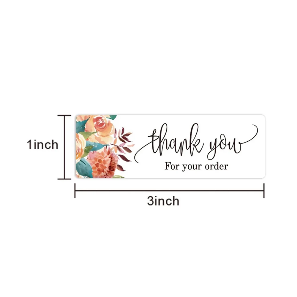 120pcs/roll Rectangle Thank You Sticker for Your Order Purchase Small Business Shopping Handmade Label Party Gift Package Seal