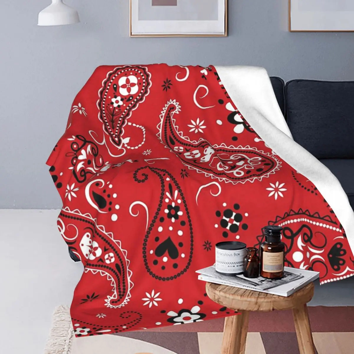 Manta Bandana clásica de Cachemira, manta polar para sofá, mantas portátiles para el hogar, dormitorio, viaje, colcha