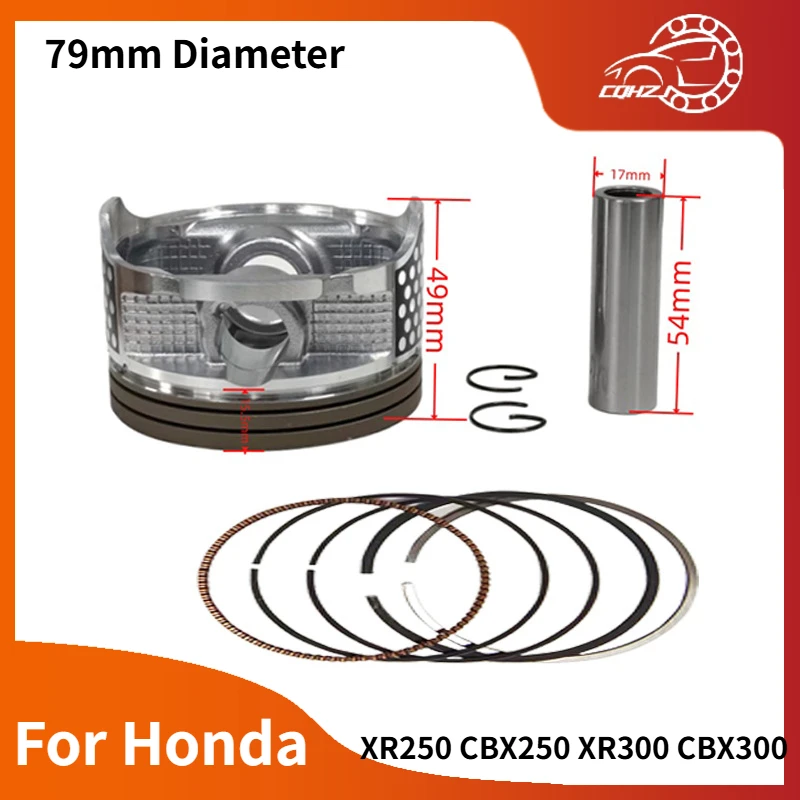 Cqhzj 79mm pistão acessórios do cilindro do motor da motocicleta kit pino anel de pistão para honda xr250 cbx250 xr300 cbx300 250cc 300cc