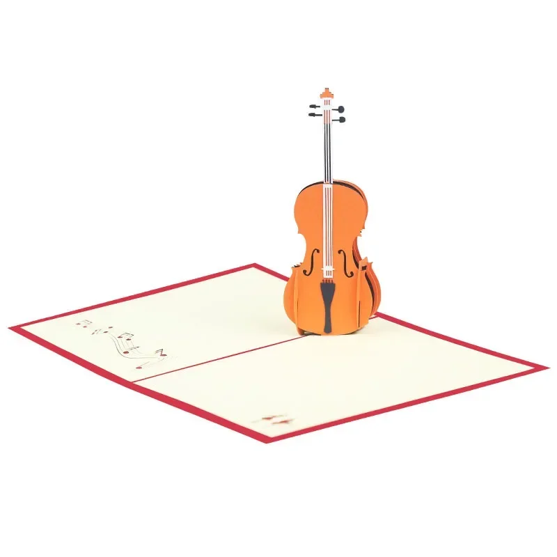 1 pcs 3D Creative Birthday Card Violin Instrument Store  Paper Carving Graduation Season Gift greeting cards