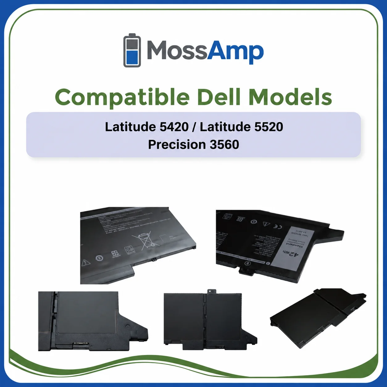MossAmp WY9DX Laptop Battery for Dell Latitude 5420 5520 Precision 3560 01K2CF 075X16 11.4V 42Wh