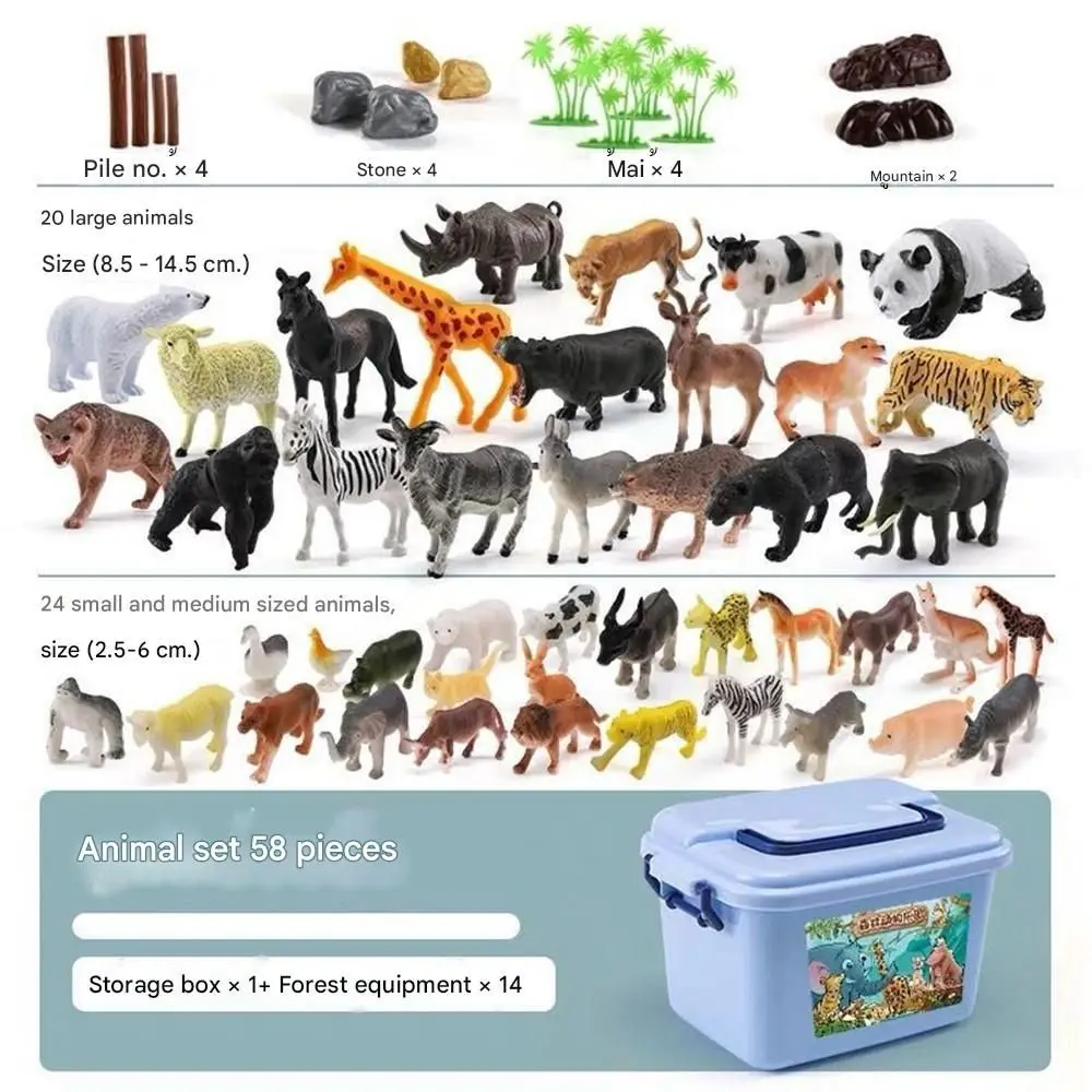 Mini de 53/58 piezas ​ Figuras de animales realistas ​   Regalos de PVC simulación de figuras de acción de dinosaurios juguete educativo preescolar para fiesta de niños