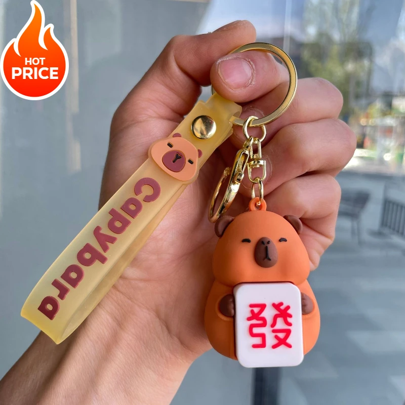 Capibala Water Dolphin Keychain Pendant Cartoon Doll Pendant Keychain Round Backpack Hook Small Gift  HOT SALE