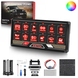 MultiFunction Combination Switch Panel 12 Gang Universal Circuit Control Switch Panel for Truck Pickup ATV UTV Boat SUV