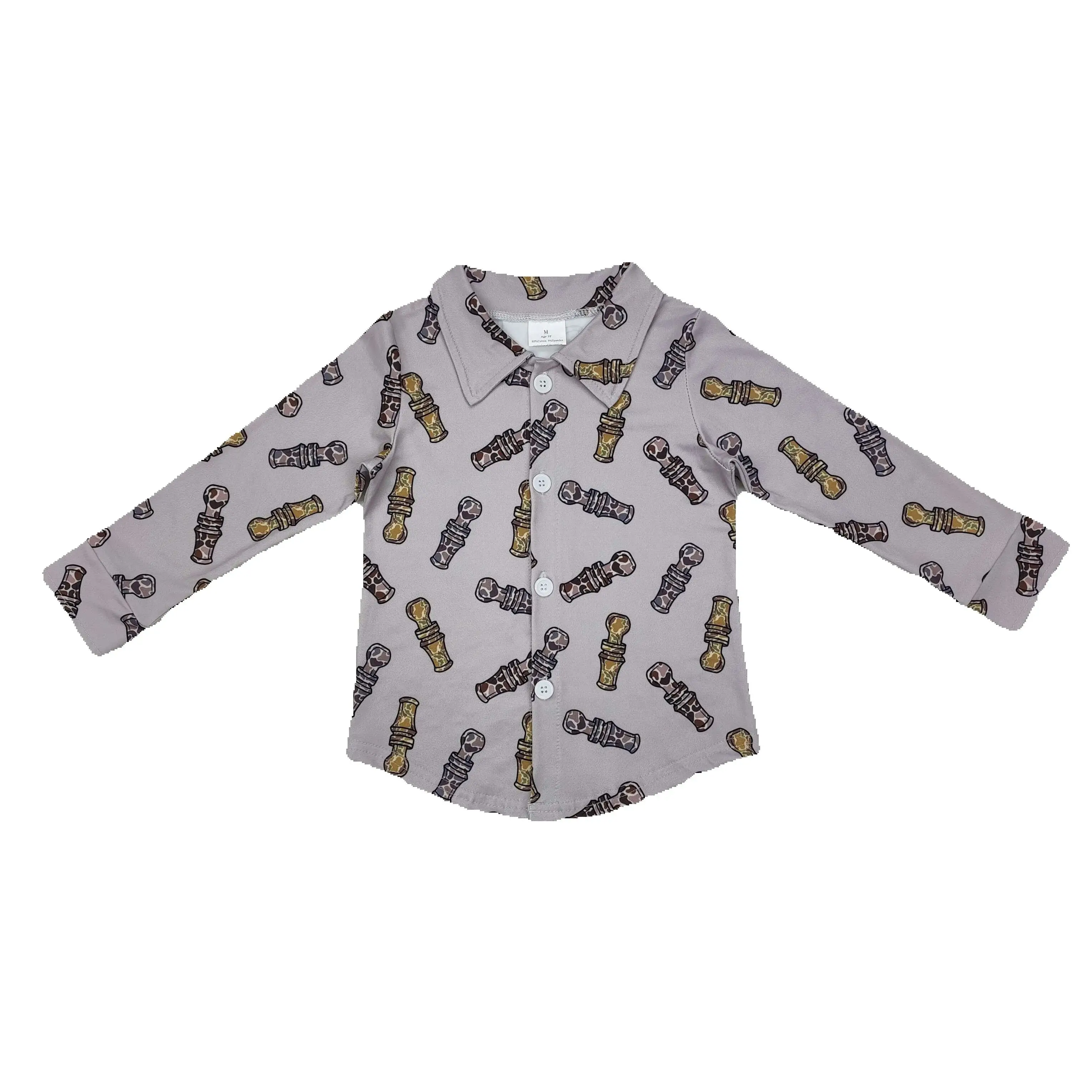 BT0886 Fashionable Kids Boys Clothing Long Sleeve Camouflage bottle grey buttons Print With Children Clothes rts no moq