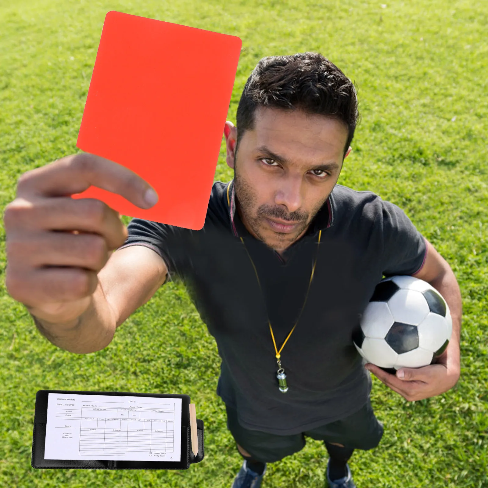 

4Set Soccer Referee Cards Kit Thick Sturdy Portable Wallet Standard Football Referee Accessory Sports Training Use Professional