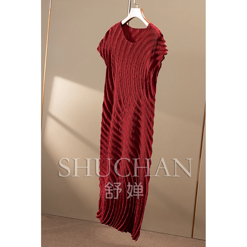 새로운 우아한 종이 남자, 수출 중공업 Miyake 연간 링 주름 가방 회전 슬리브 드레스 여성 67C0