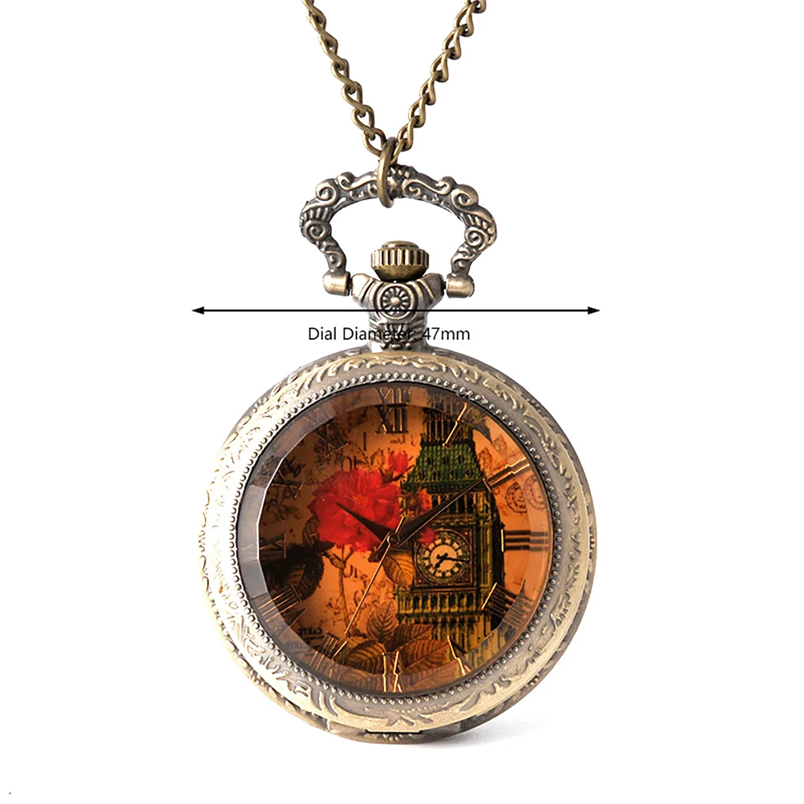 Vintage Numerals Scale Quartz es with Chain Ideal Gift for Family and Friends