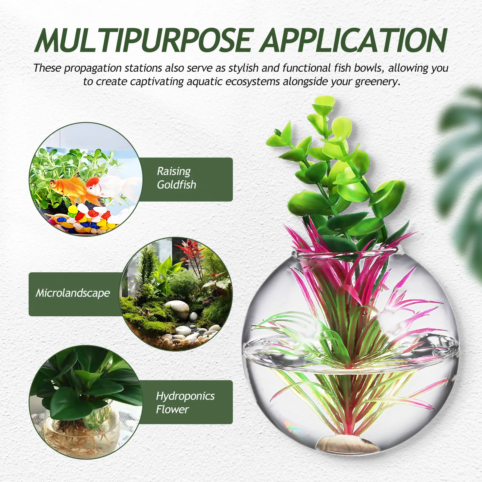 2 قطعة مزارعي الحائط الزجاجي نباتات داخلية محطة انتشار معلقة شكل قلب واضح سهل التركيب لهجة المعيشة