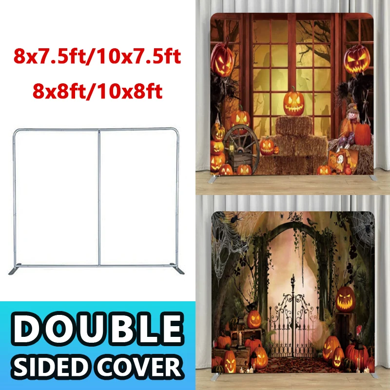 Halloween Outdoor Decoration Backdrop, Pumpkin Head Castle Fabric Cover, Photo Studio Photography Backdrop,8ft,10ft