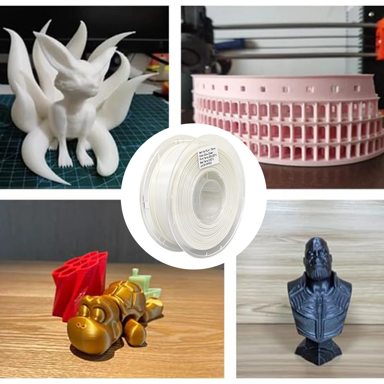 1.75mm 어둠 속에서 빛나는 PLA 3D 프린팅 필라멘트 1KG/2.2lb 3D 프린터 소모품 대부분의 3D 프린터용 3D 프린팅 재료