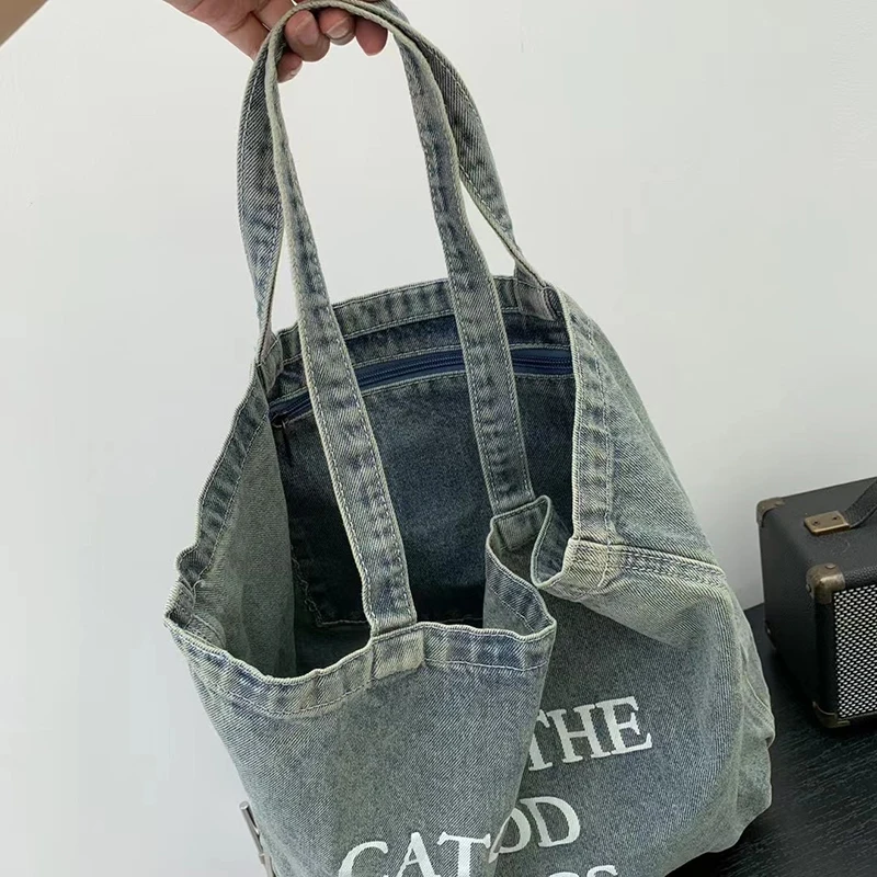 Purse Denim Letter Cloth Tote bag Underarm Shoulder Bags Luxury Bags For Women 2023 New Casual Large Capacity Ladies Handbags