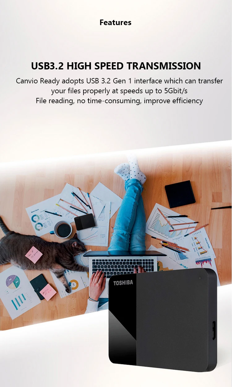 Toshiba B3 4TB 2TB 1TB USB3.0 Portable External Hard Drive Canvio Ready 2.5 Inch Hard Disk for Laptop Mac Android Pro Max image 4