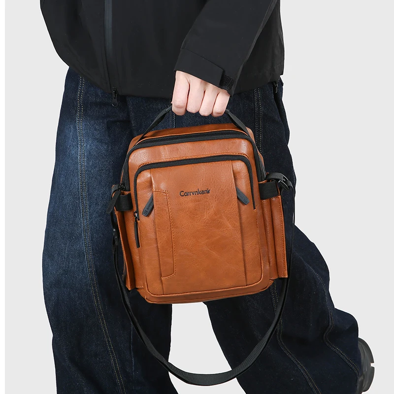 حقيبة كتف رجال الأعمال من الجلد الناعم ذات سعة كبيرة على الطراز العمودي حقيبة كروس مبطنة بالبوليستر حقيبة كلاسيكية SAC