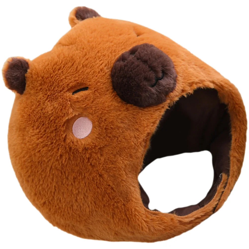 

Animal Head Mask Capybara Animal Hat Plush Capybara Cap Cartoon Headwear Stuffed Rodent Hat Christmas Party Cosplay Costume NEW