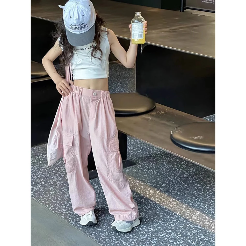 Teen Girls Breathable and Soft Mosquito-Proof Cargo Pants for Kids Perfect for Summer Outdoor Play and Casual Wear with Pocket