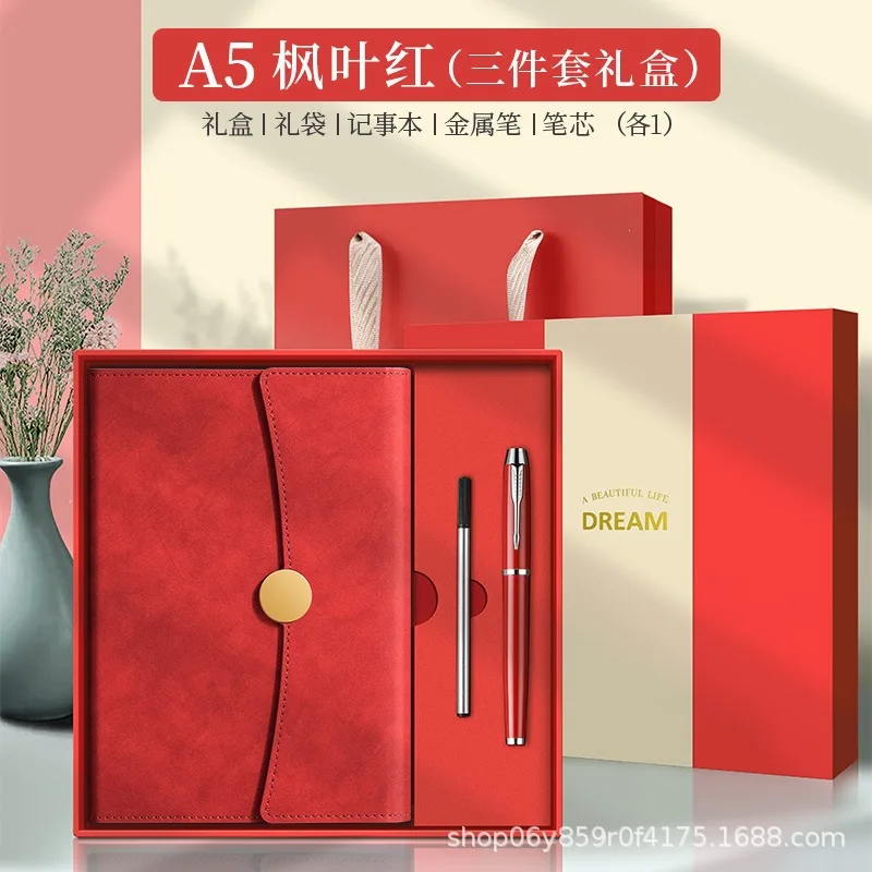 A5 Business Tri-fold Notebook Gift Set with Custom Logo, High Appearance Portable Notepad for Corporate Office Meeting, Premium