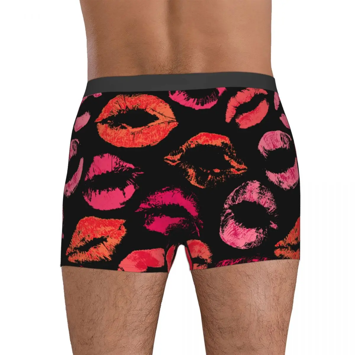 Men Beautiful Red And Pink Lips Boxer Shorts Panties Soft Underwear Homme Funny Underpants