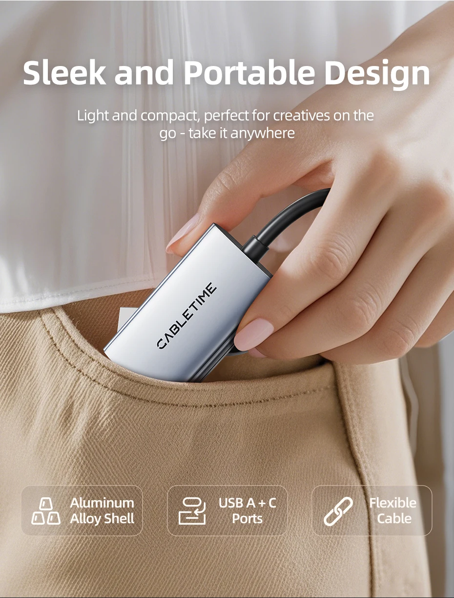 CABLETIME Video-Aufnahmekarte USB 3.0 4K HDMI zu USBA USB-C HDMI Video-Grabber-Box für PC Computer Kamera Live-Gaming – Detail 10