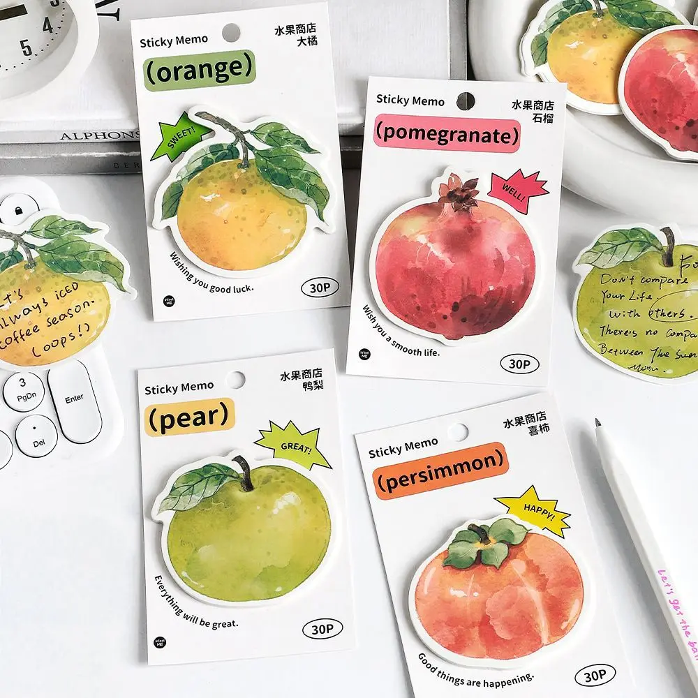 4pcs120sheet Special-shaped Sticky Notes Shaped Fruit Store Series Creative Portable Students Can Write Messages N Times Sticker