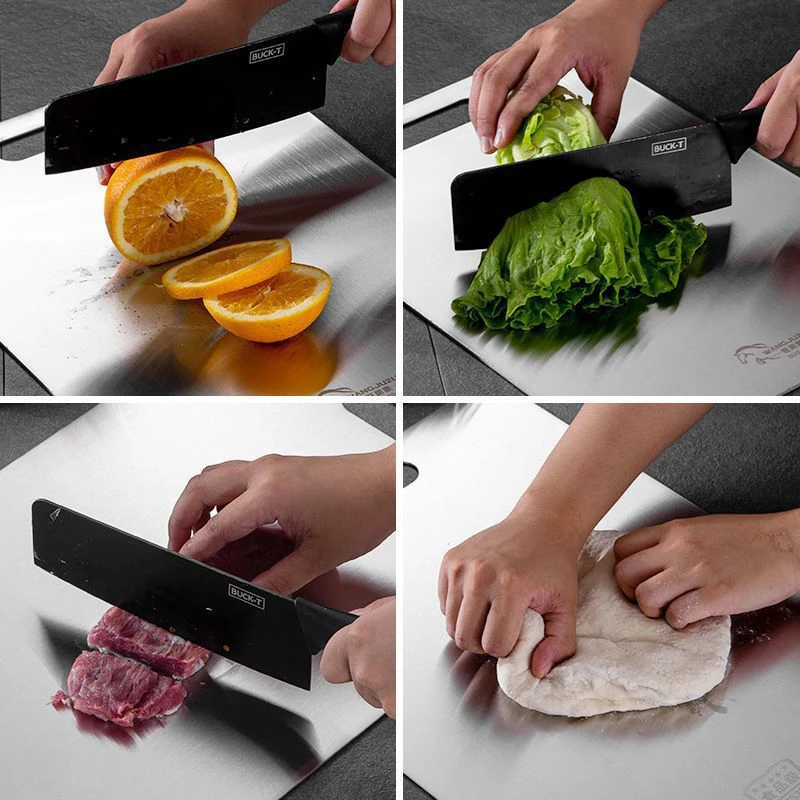 Titanium Cutting Boards for Kitchen Stainless Board 304 Steel Thickened Double Sided Food Grade Portable Fruit Meat Chopping view 5