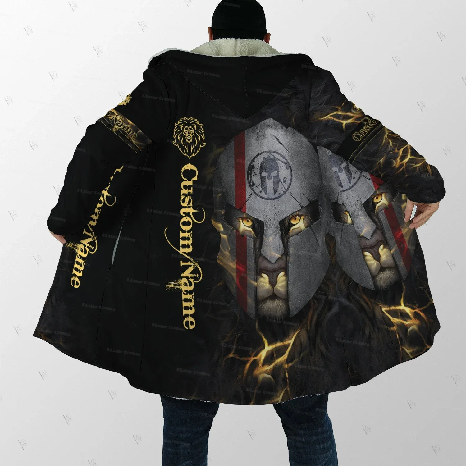 Custom Name Animal King Lion Jesus Cosplay Tattoo Vintage Retro 3DPrint Windbreaker Winter Overcoat Hoody Cloak Fleece Hoodies E