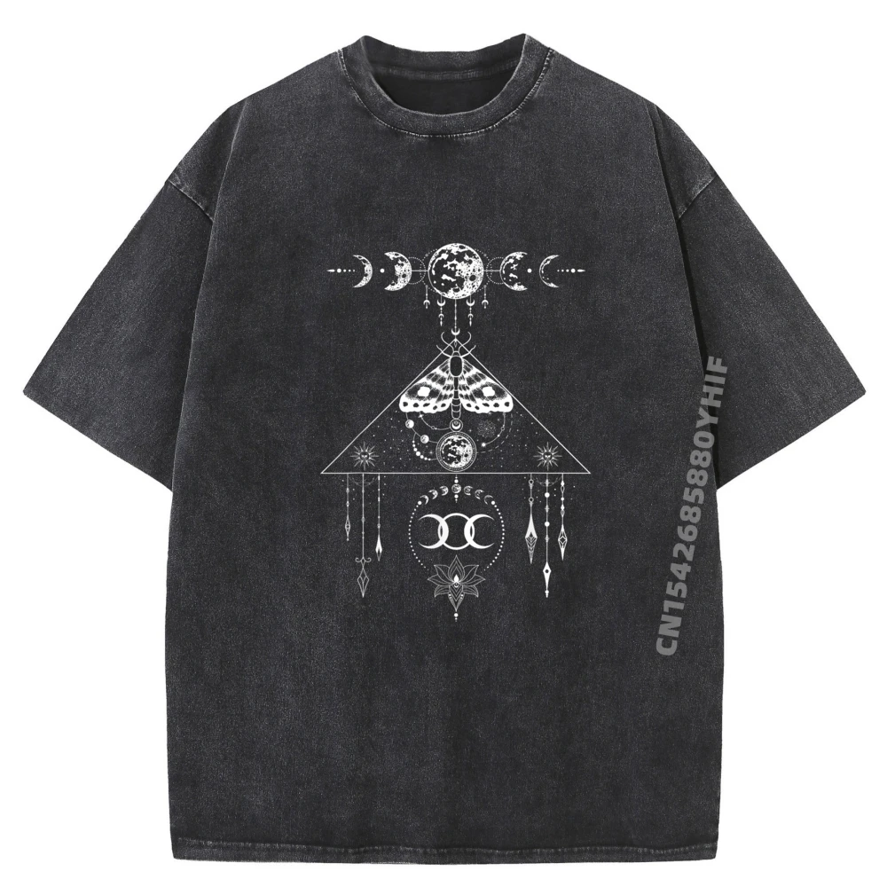 

Floral Moth Butterfly Flower Celestial Geometry Funny Shirt Designer Clothes Men Street Wear Washed Shirt
